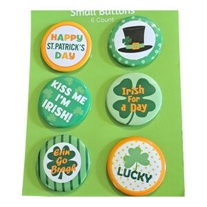 St. Patrick's Day Button Metal 6-pc Pin Set